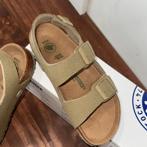 Birkenstock Kids Milano Kids Vegan Sandals Faded Khaki Buckle Straps Sz 1-1.5 - Picture 12 of 12